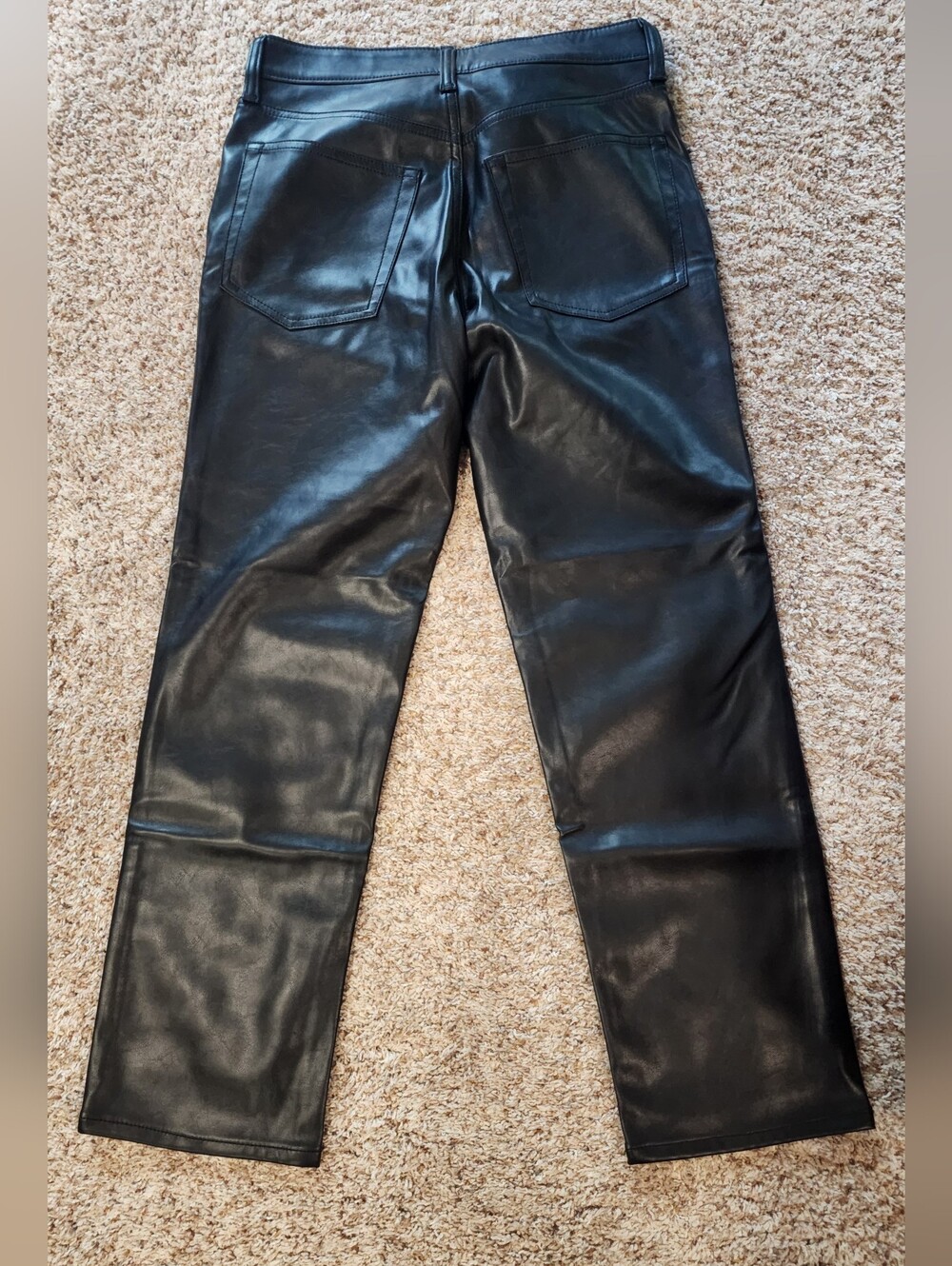 GAP Black Cheeky Straight High-Rise Faux Leather Pants 27 4p - Picture 2 of 7